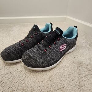 Skechers Women's Gray and Pink Sneakers